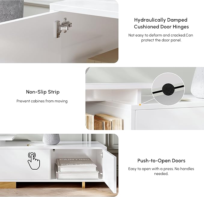 homary Extendable TV Stand for 65–85 Inch TVs, Modern Adjustable Media Console with Storage Drawers, White Entertainment Center for Living Room & Bedroom