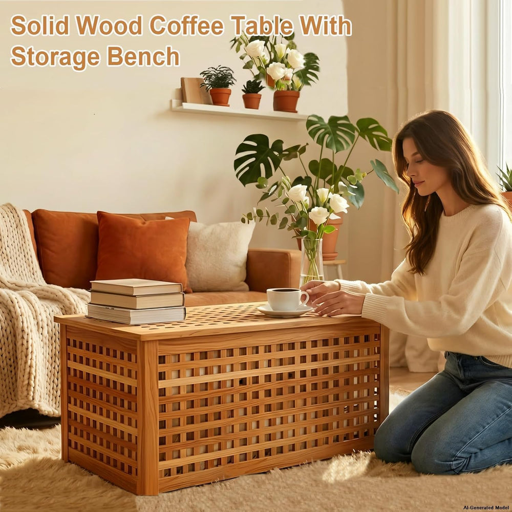 Solid Wood Entryway Bench with Storage, storage chest with Removable Bag | La...