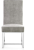 Manhattan Comfort Element Modern Velvet Dining Chairs, High Density Foam, Chrome Finish Stainless Steel Frame, High-Back, Fully Assembled Industrial Chic Accent Furniture, Set of 2, Steel