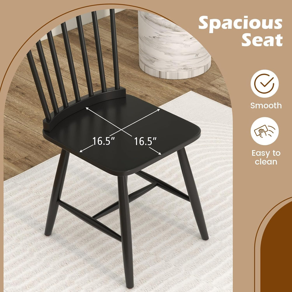 KOTEK Windsor Dining Chairs Set of 4, Wooden Kitchen Chairs with Spindle Back...