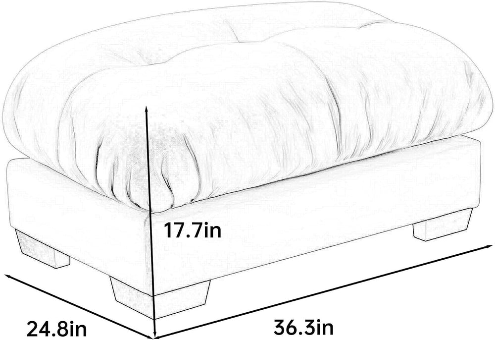 Velvet Upholstered Ottoman Footstool with Cushion for Sectional Sofa Couch 30...