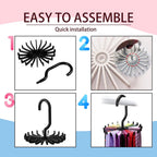 2Pack Circular Tie Hanger Updated Twirl Tie Rack Adjustable Twirl Tie Rack Tie Belt, Multipurpose Organizer for Closet Storage