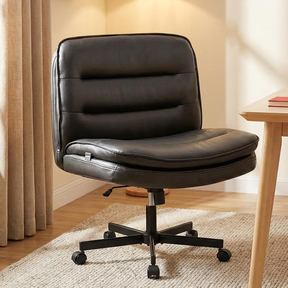 GTPLAYER Cross Legged Office Chair, Armless Desk Chair Cute Vanity Chair with...