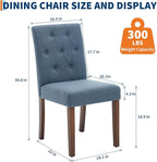 Upholstered Dining Chairs Set of 2, Modern Fabric Kitchen Side Chairs with Sturdy Wood Legs, Parsons Design, Comfortable Soft Linen for Dining Room, Restaurant, Cafe, Blue