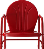 Crosley Furniture Griffith Retro Metal Outdoor Rocking Chairs, Set of 2, for Porch, Deck, Balcony, Backyard, Bright Red Gloss