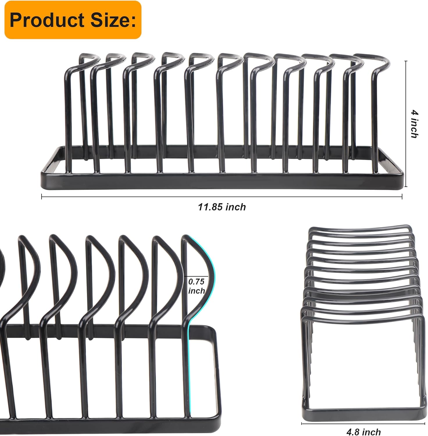 Hat Organizer - Space Saving Hat Stand Holds 10 Caps - Premium Metal Rack for Baseball Caps Display & Organizer - Black