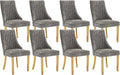 Dining Room Chairs Set of 8，Modern Channel Tufted Upholstered Dining Chairs with Golden Stainless Steel Legs, Comfortable Chenille Fabric Kitchen Chairs for Dining Room (Grey, 8pc)
