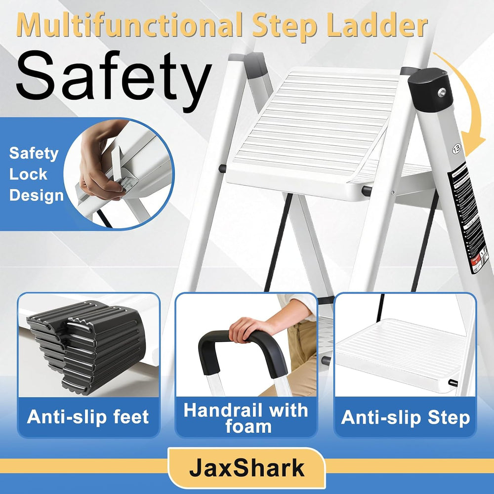 3 Step Ladder Folding Step Stool with Handrail
