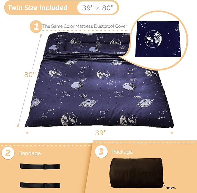 MAXYOYO Japanese Floor Mattress Futon Mattress, 4" Thicken Tatami Mat Sleeping Pad Foldable Roll Up Mat Boys Girls Dormitory Pad Kids Floor Lounger Pillow Bed, Charcoal Grey, Queen Size