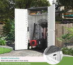 Outdoor Storage Shed,KINYING Outdoor Storage Cabinet Waterproof with Double Doors,52 Cu.ft Resin Vertical Tool Shed for Garden,Patio,Backyard,4×2.5×6.6 FT