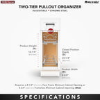 Rev-A-Shelf 2-Tier Kitchen Cabinet Pullout Shelf and Drawer Organizer Slide Out Pantry Storage Basket in Multiple Sizes, 9 x 22 In, 5WB2-0922CR-1