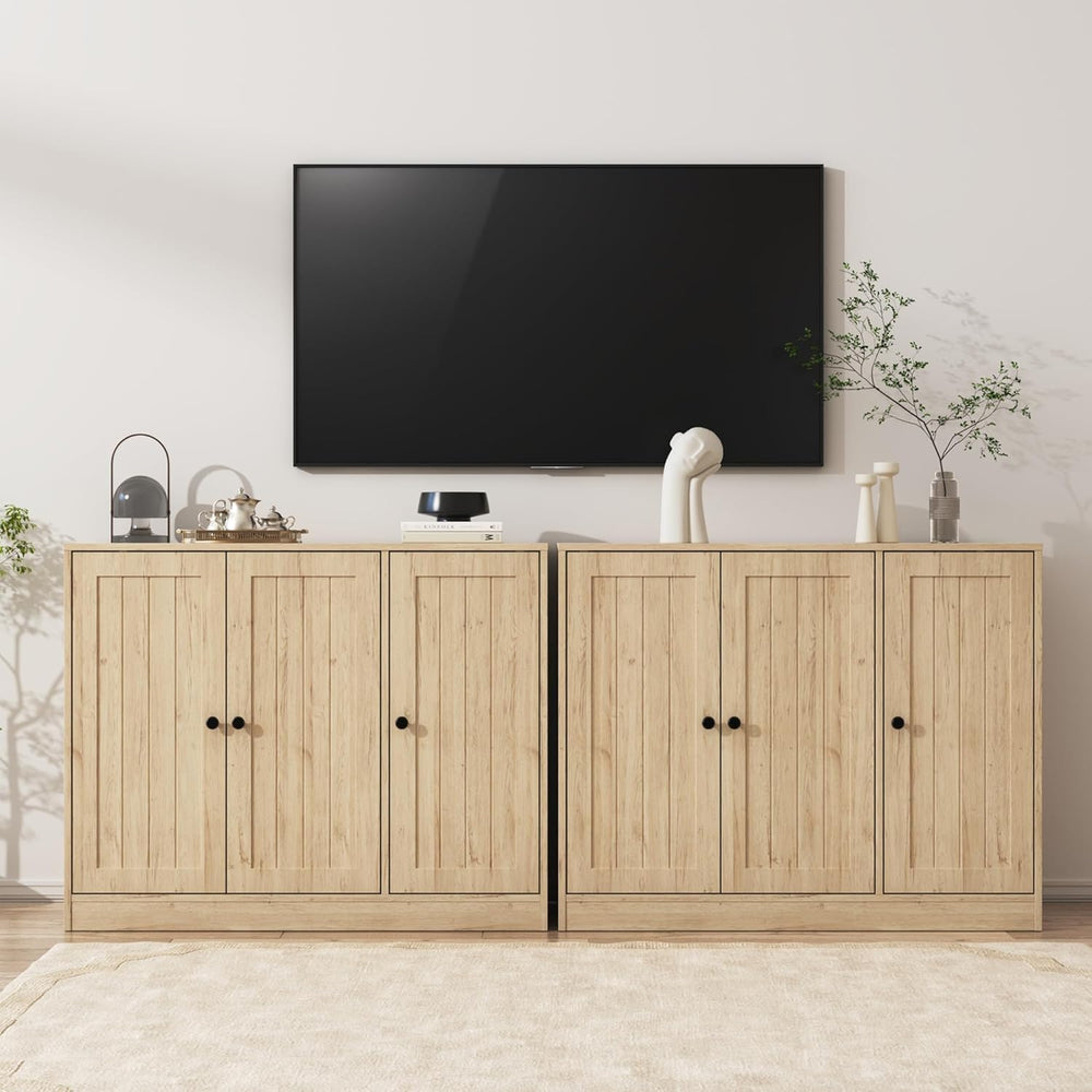 Furnify Buffet Cabinet with 3 Door, Kitchen Storage Cabinet with Adjustable S...