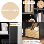 VECELO Small Bookshelf, 3 Cube Shelf, Fits Tallest Hardcovers, Horizontal Available, Short Bookcase for Small Spaces, Matte Black