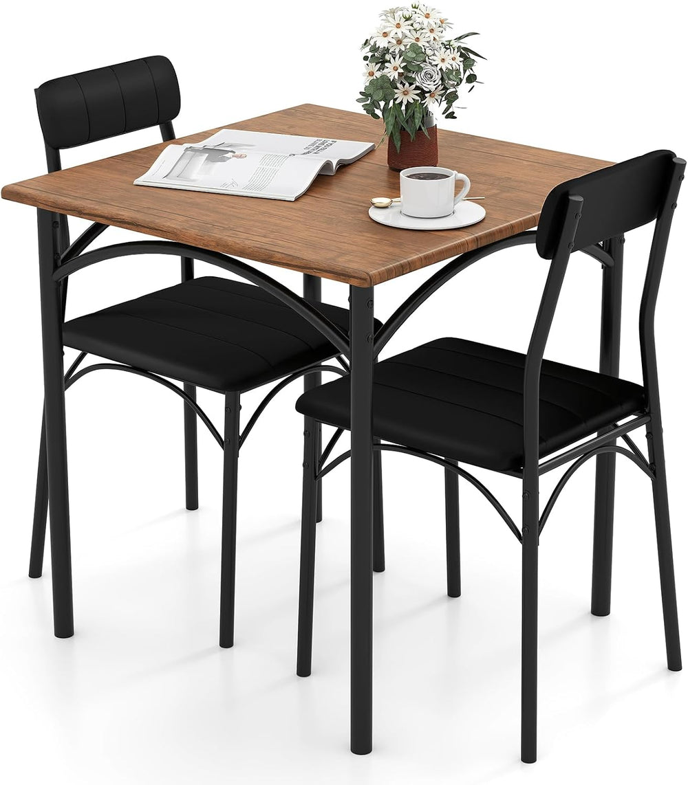 Giantex 3-Piece Dining Table Set, Square Kitchen Table with 2 Upholstered Arm...