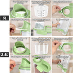 5-7Lbs Dog Cat Food Storage Container with Upgraded Large Nozzle BPA-free, 4 Snap Seals Plastic Pet Food Storage Containers with Handles (Green x 2, (5L+3L) 2pack)