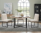 CIMOTA Modern Linen Dining Chair Set of 2, Mid Century Dining Room Chairs Fabric Upholstered Armless Side Chair with Black Sled Base for Dining Room, White Cream 2PCS
