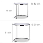 Relaxdays Nesting Round, Chrome Frame, Set of 2, Modern Design-Frosted Glass, Side End Tables, Metal, Silver, 50x50x51 cm