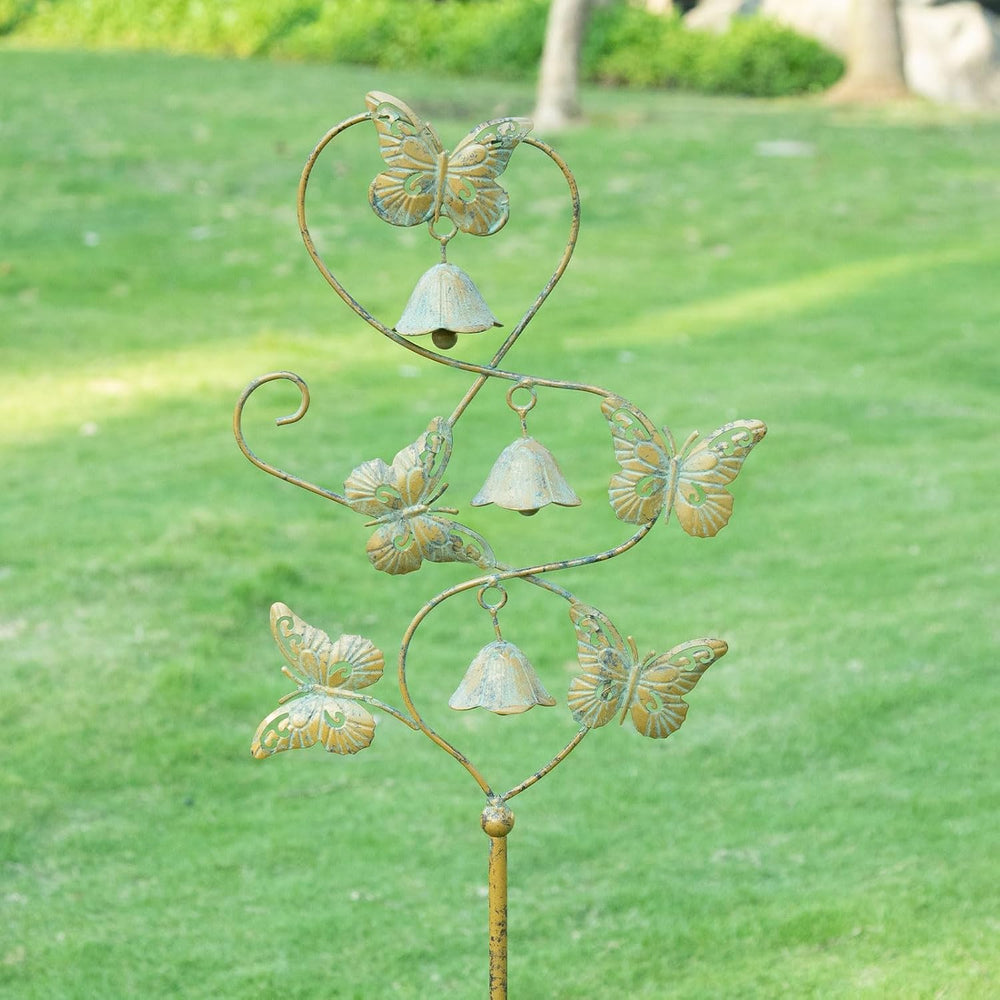 Butterflies Metal Garden Decor,Outdoor Decorative Garden Stakes with Bells