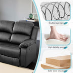 Recliner Sofa Set Couches for Living Room Chair Semi PU Fabric Living Room Furniture Sets, Adjusted Loveseat Reclining Couch Furniture Sofa Set for Theater Seating, 3-Seater, Black