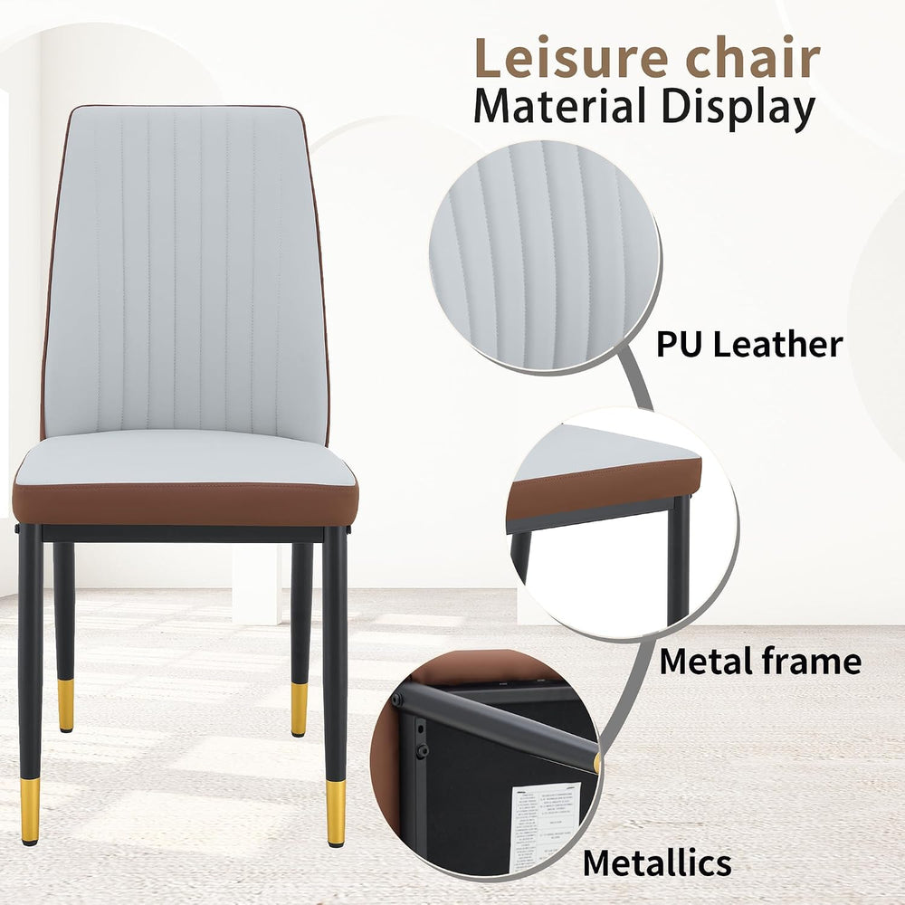 Dining Room Chairs Set of 6, Leather Two-Tone Leather Upholstery Kitchen Chai...