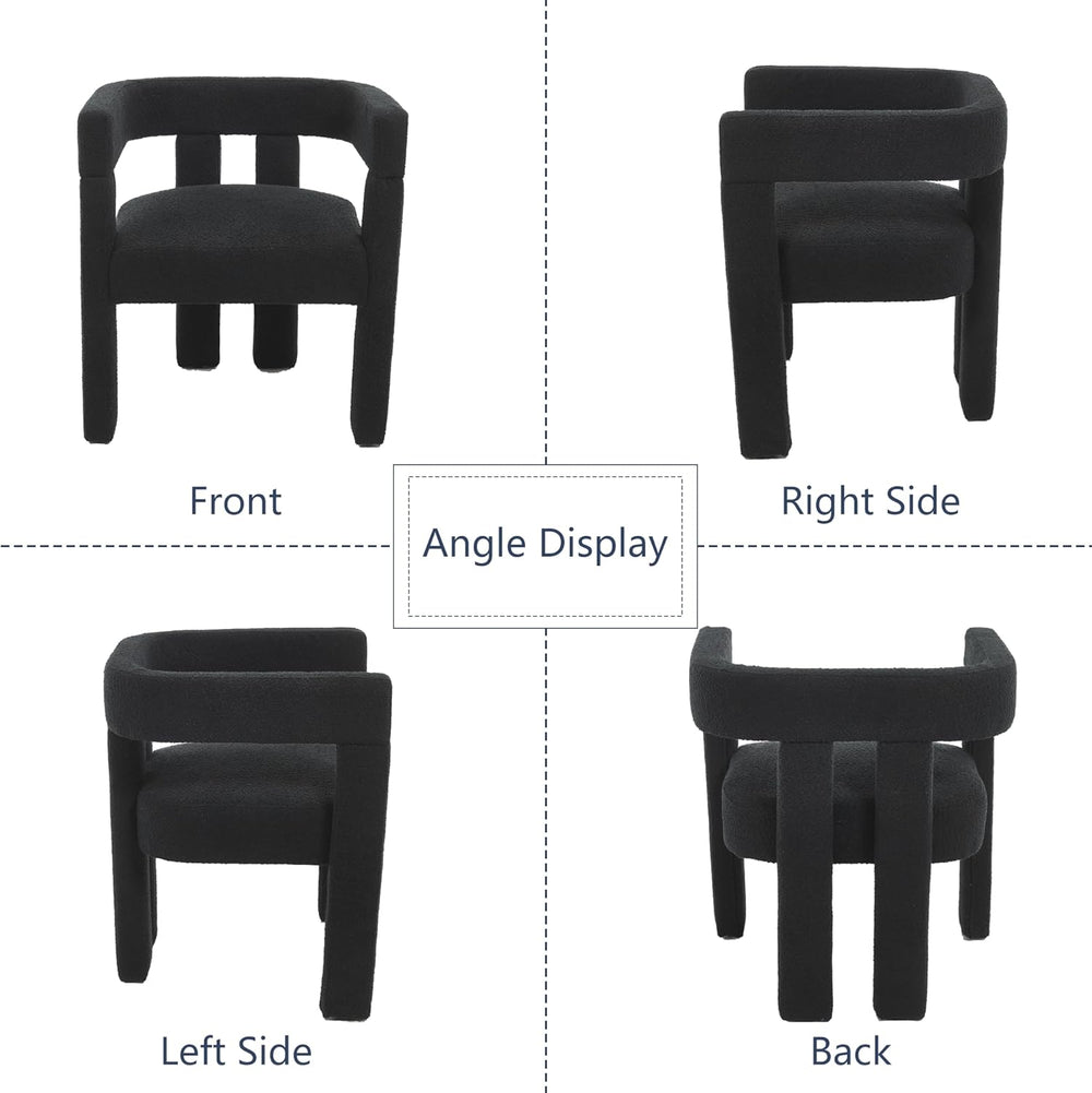 Boucle Barrel Side Chairs Set of 6, Modern Designed Upholstered Comfy Sherpa ...