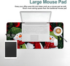Three Snowmen Gaming Mouse Pad 31.5"x11.8"Desk Mat Anti-Slip Rubber Base & Durable Stitched Edges for Gamers Smooth Mouse Writing Surface for Desk Office/Home