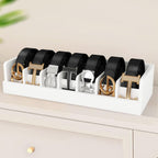 Belt Organizer for Drawer - Bamboo Belt Storage Organizer | Belt Rack for Closet Wall Mount Men Women Tie Sock Bra Scarf Ribbon(White, 2 * 7Grids)