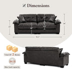 Faux Leather Sofa, Mid Century Modern Leather Upholstered Deep Loveseats, Comfy Cloud Couch, Tufted Pillow Top Arm Furniture for Living Room, Apartment, Chocolate