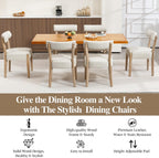 ZJhome Modern Dining Chairs Set of 2 – Mid-Century Modern Faux Leather Upholstered Kitchen & Dining Room Chairs with Curved Back, Oversized Rounded Seat, Sturdy Wood Frame, Beige