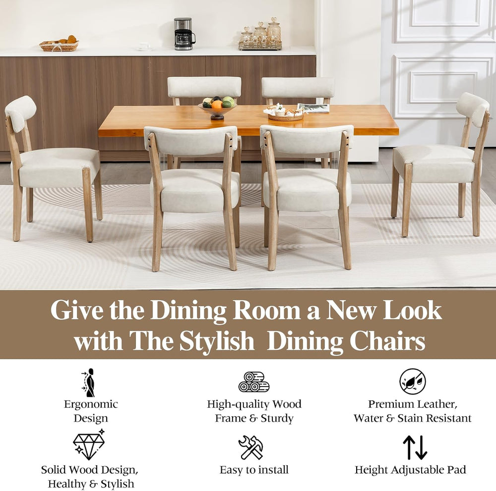 ZJhome Modern Dining Chairs Set of 4 – Mid-Century Modern Faux Leather Uphols...
