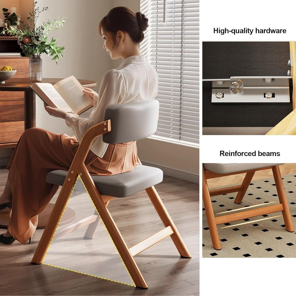 Folding Chairs with Padded Seats, Carbon Steel Bracket Folding Set of 2, Extra for Guests Kitchen, Bedroom,(Brown)