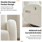Manual Nursery Glider Recliner,Rocker Recliner Chair, Small Recliner Chair | Small Recliners for Small Spaces, 360° Swivel, 30° Rocker, Lumbar Support,2 Pockets, Chenille Cream White