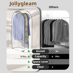 Clear Garment Bags for Hanging Clothes, 4-Pack, 2x40"+2x50" | Upgraded thickened clear garment bags with 10" gusset for closet storage of shirts, coats, dresses