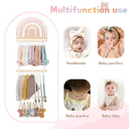 POVETIRE Headband Holder Bow Holder for Girls Hair Bows, Rainbow Hair Accessories Organizer Storage Wall Hanging Display for Baby Girl Nursery