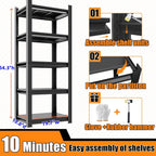 Storage Shelve -5 Tier Shelf Organizer,20" W x 14" D x 54" H