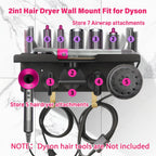 Wall Mount Hair Holder Compatible With Dyson Airwrap and Hair Dryer, Upgraded 2-in-1 Magnetic Dryer Holder Fit for Accessories Nozzles Barrels Brushes