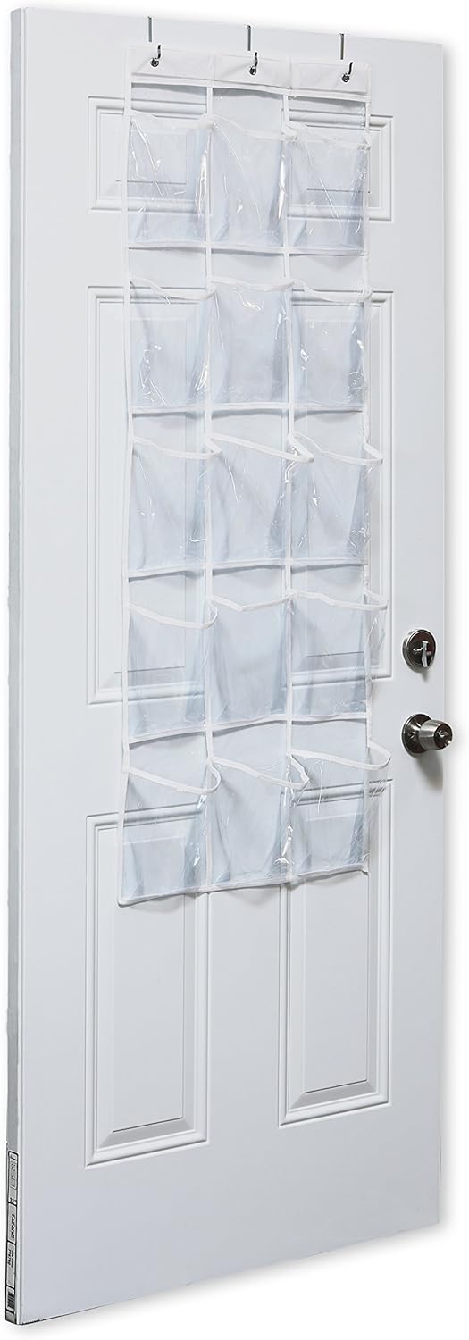 Simple Houseware 2-Pack Clear Over the Door Hanging Pantry Organizer (52" x 18") with 15 Pockets Each, Cabinet Hanging Storage for Kitchen
