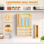 9 IN 1 Storage Bag Organizer for Kitchen Drawer, Bamboo Foil and Plastic Wrap with Cutter, Organizers Compatible Gallon, Quart, Sandwich Snack Size