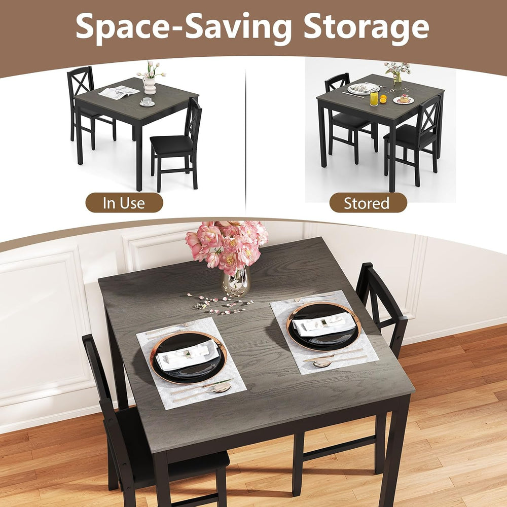 POWERSTONE Small Dining Table Set for 2, Square Kitchen Table with 2 Upholste...