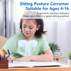 GLOGLOW Kids Posture Corrector for Desk Sitting, Adjustable Chest Support for Neck and Back Relief, Ergonomic Trainer for Children Ages 4-16 Home School Classroom Reading Homework