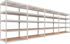 HOMEDANT 5 Tier Storage Shelves Adjustable Laminated Boltless Garage Metal Shelving Unit Heavy Duty Utility Rack Shelf Warehouse Pantry Closet Kitchen (4, (XL Deep) 48.1" W, White)
