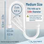 10-Pack Metal S Hooks for Hanging – Heavy-Duty S-Shaped Hooks with Safety Buckle – Fits Bars up to 0.8 in – Anti-Drop S-Hooks for Kitchen, Bathroom, Closet & Pot Racks – White (Medium)