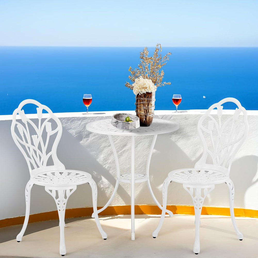 VINGLI 3 PCS Outdoor Bistro Set, Outdoor Patio Set, All-Weather Cast Aluminum...