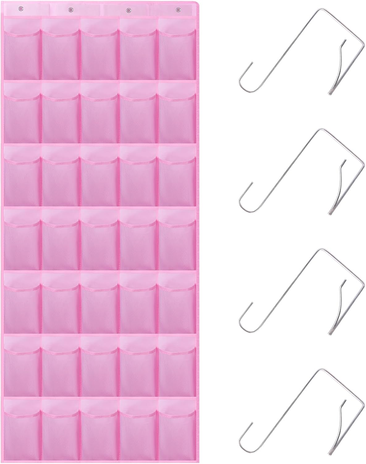 35Large Pockets Over The Door Shoe Organizer, Mesh Pockets Shoe Holder Rack, Capacity hanging shoe organizer，door shoe rack With 4 Metal Hook.