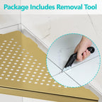 Bathroom Corner Shelf, Recessed 12" Shower Shelf Caddy, SUS304 Stainless Steel Shelf Wall Mount Triangular, No Drilling, Brushed Golden