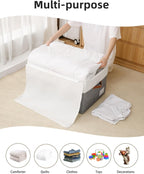 Reinforced LARGE Blanket Storage Baskets with Lids, 2 Packs Stackable Comforter Storage Bag with Clear Window & Handles, Clothes Organizer for Closet,King/Queen Comforters Quilt Duvet