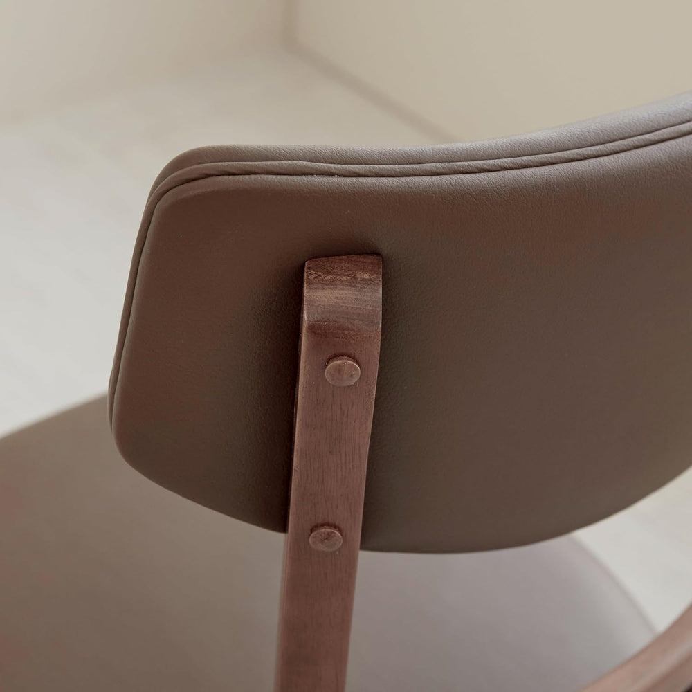Livinia Bay Dining Chair Set of 2, Solid Malaysian Oak PU Leather Upholstered...
