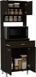 ModernKitchen Pantry, Black Storage Cabinet with Countertop, Easy to Maintain, for Dining Room