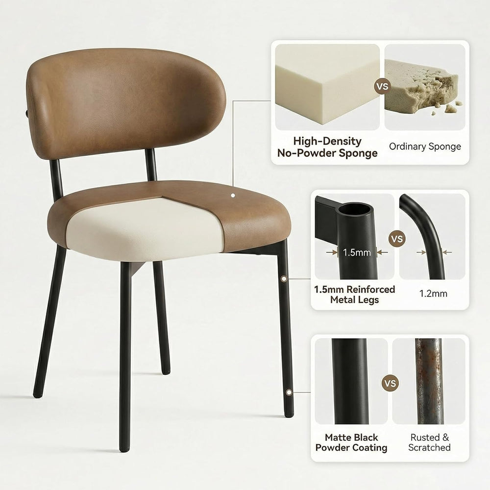Upholstered Dining Chairs Set of 6, Modern Faux Leather Kitchen Chairs with C...