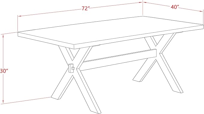 East West Furniture X697AB106-7 7 Piece Kitchen Table Set Consist of a Rectangle Dining Table with X-Legs and 6 Shitake Linen Fabric Parson Dining Chairs, 40x72 Inch, Multi-Color